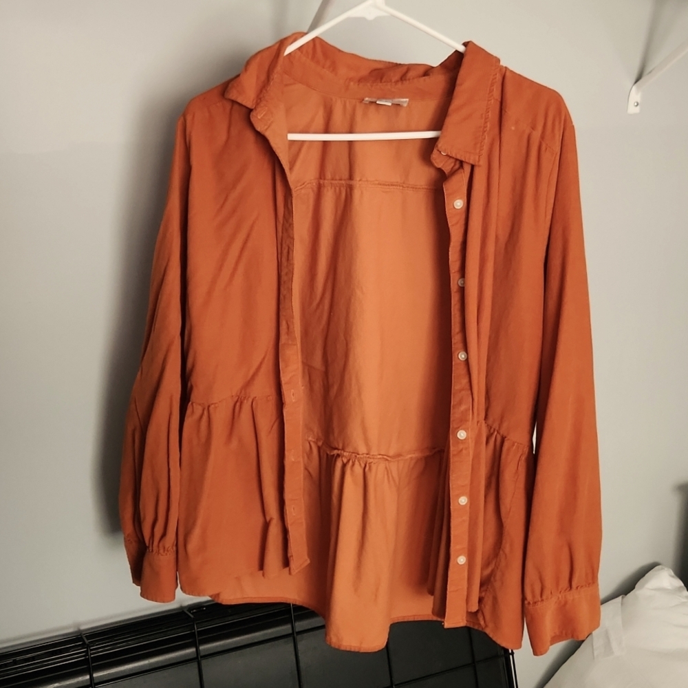 Orange Loft corduroy peplum shirt - size L